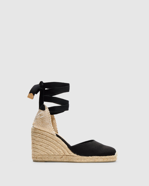 CASTAÑER ALPARGATAS WEDGE ESPADRILLES CARINA BLACK WOMEN'S – Castañer