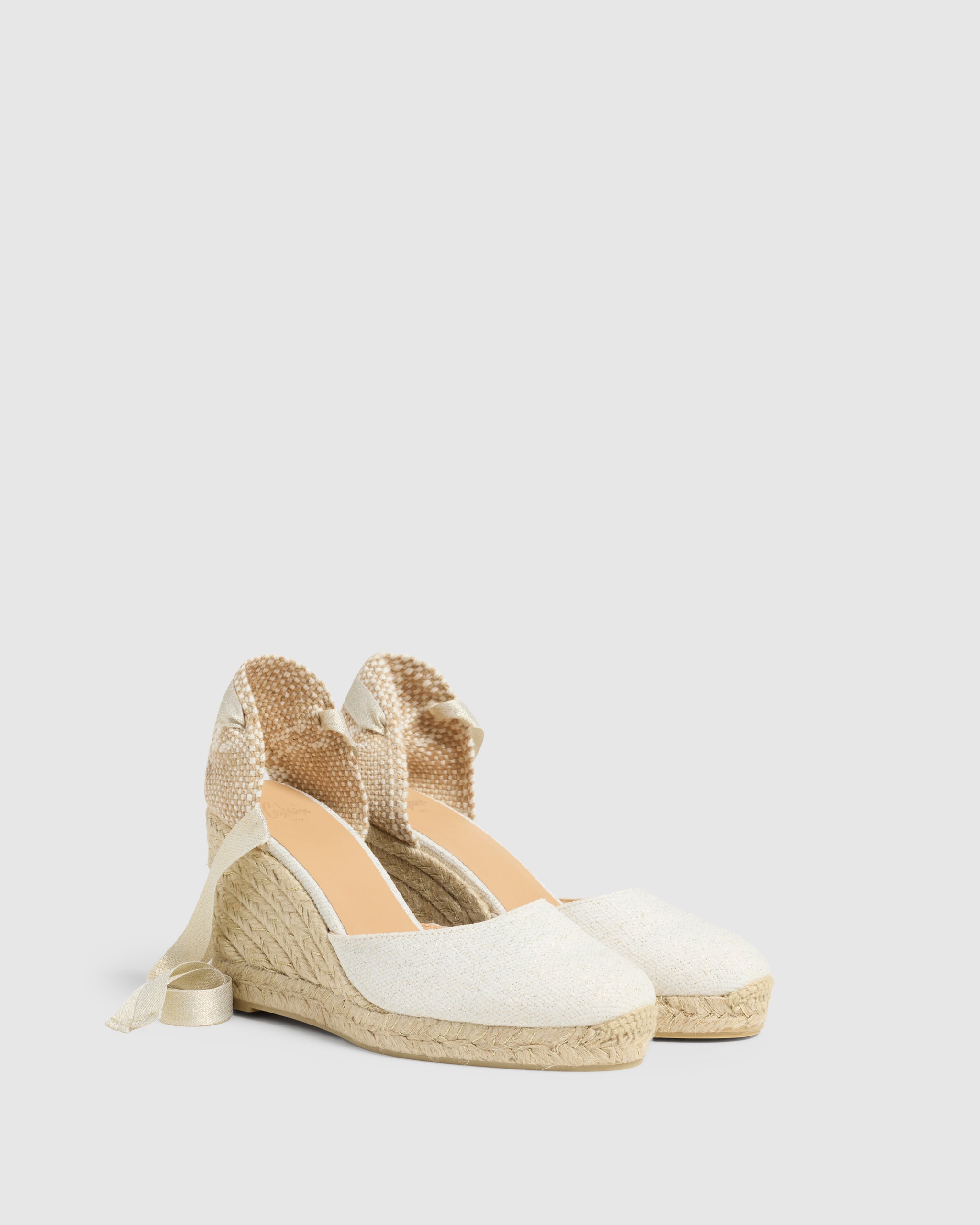 white and gold espadrilles