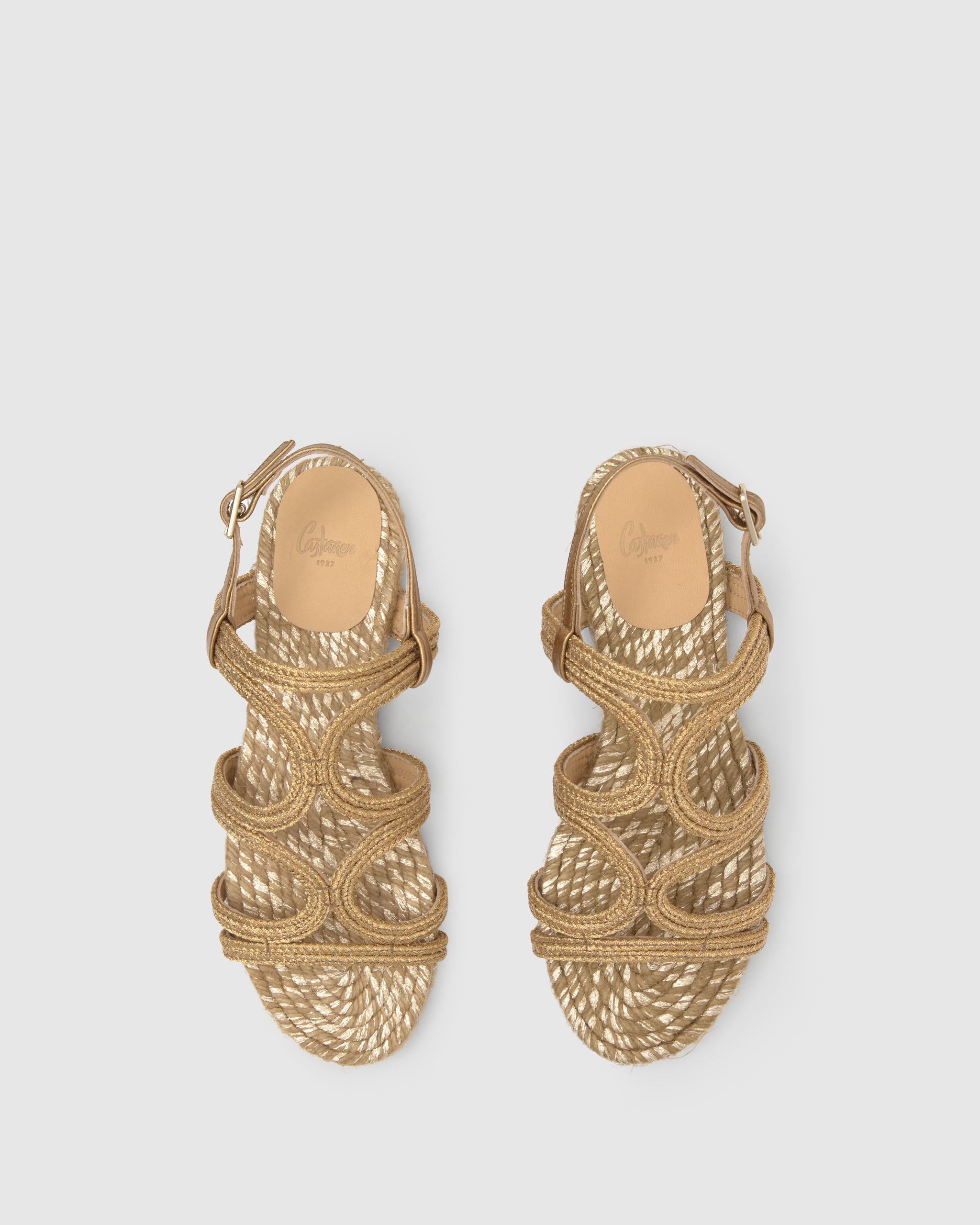 CASTAÑER SANDALS FLAT SANDALS PALMERA WHITE/GOLD WOMEN'S – Castañer