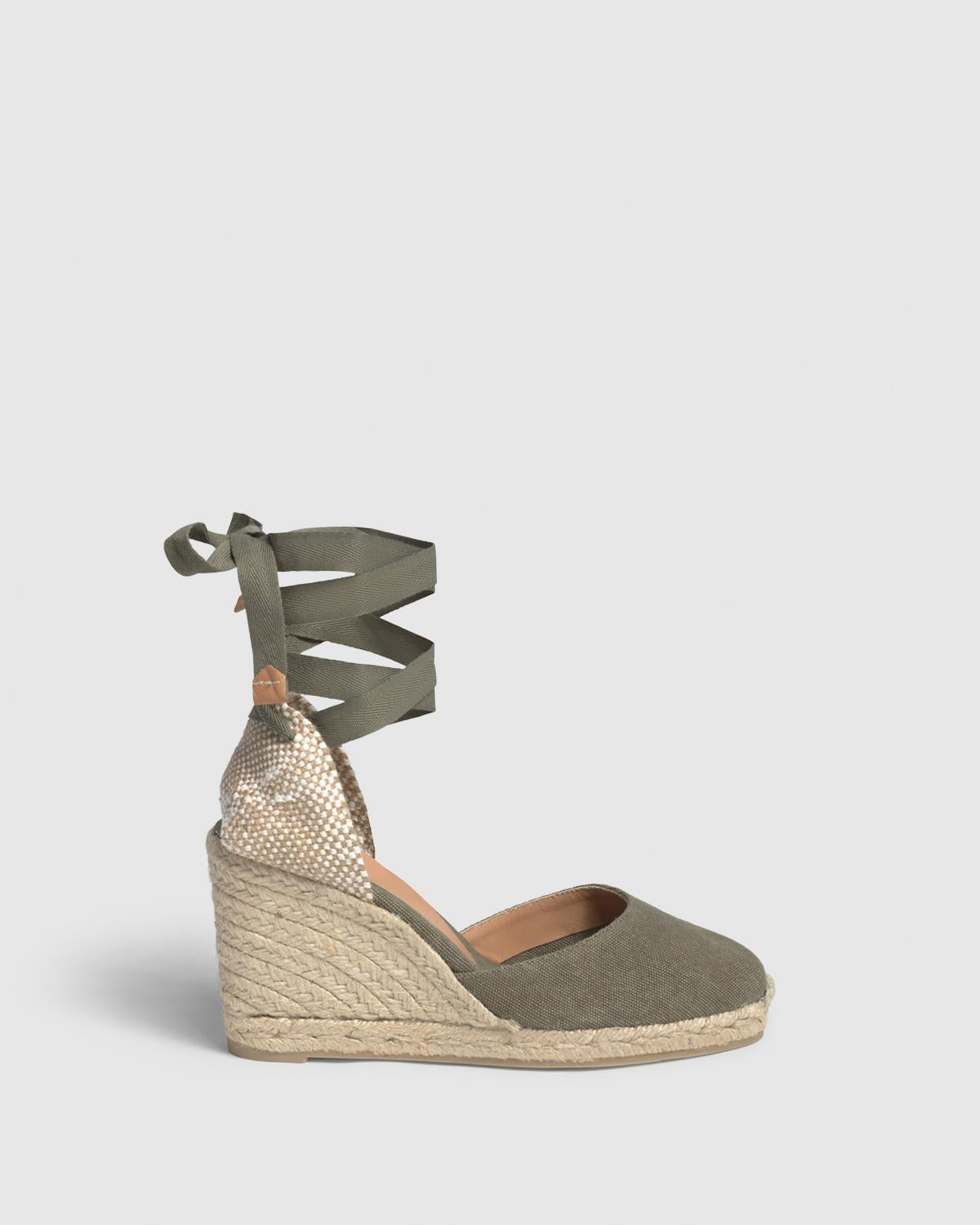 Alpargata Carina Pala Talon Verde Canvas Cuña Mujer| Castañer