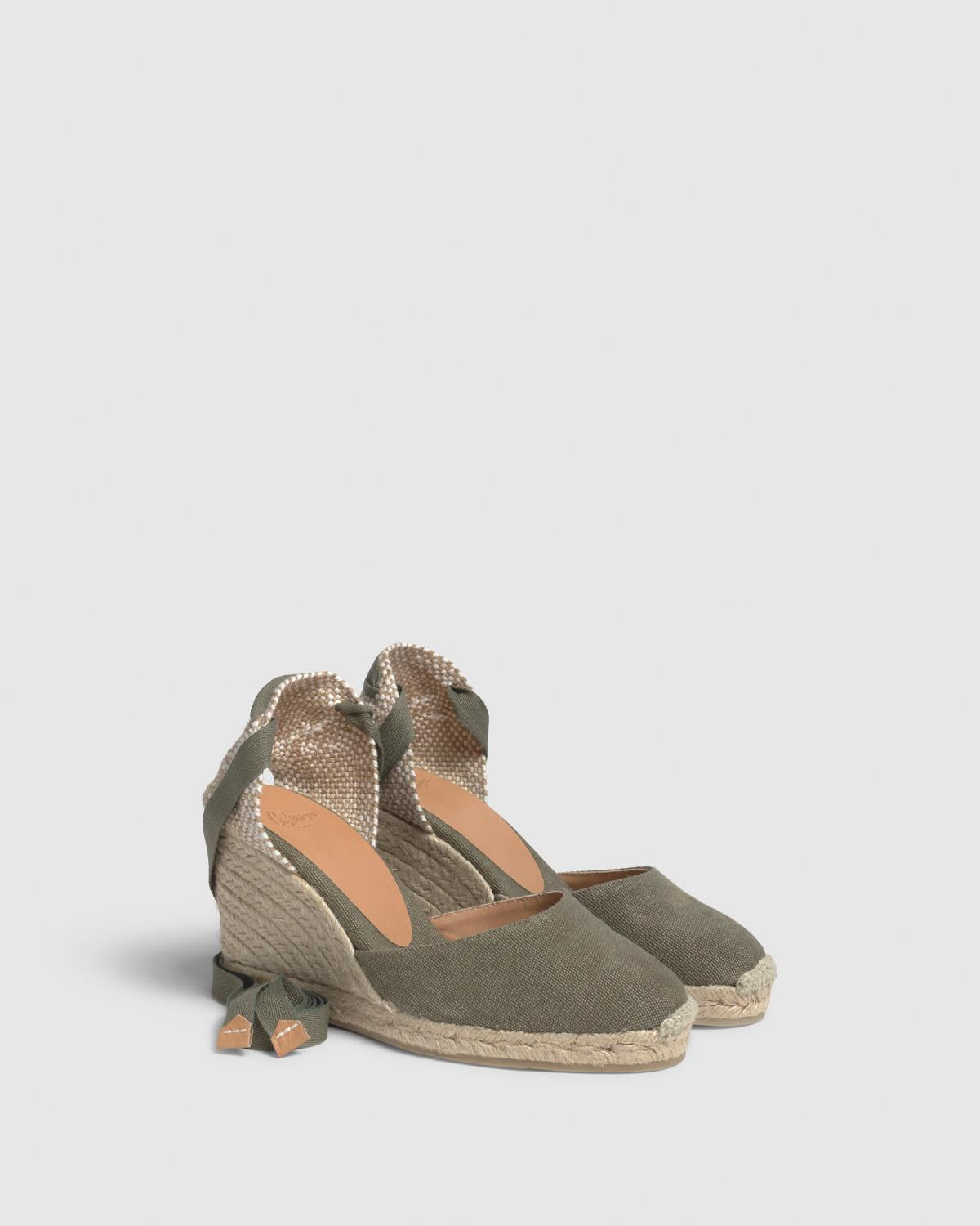 Alpargata Carina Pala Talon Verde Canvas Cuña Mujer| Castañer